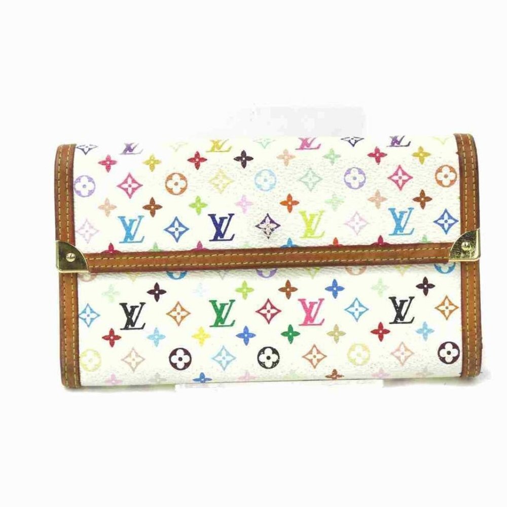 Louis Vuitton White Mulitcolor Sarah Flap Wallet